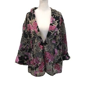 Alex Evenings Woman sheer floral evening jacket. Size 1X-2X. Wedding guest